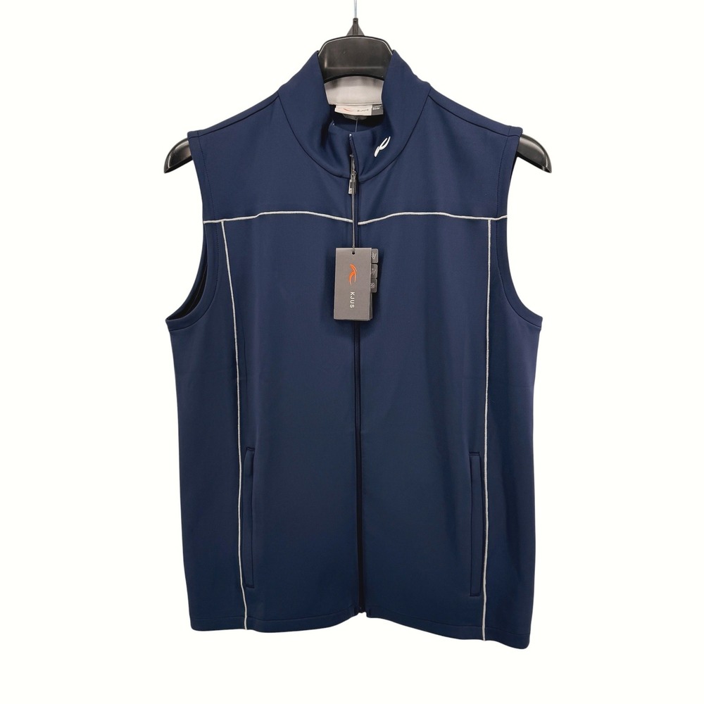 NEW KJUS Damian‎ Vest Mens 50/M Vest Navy Blue Full Zip Performance K00446 Golf